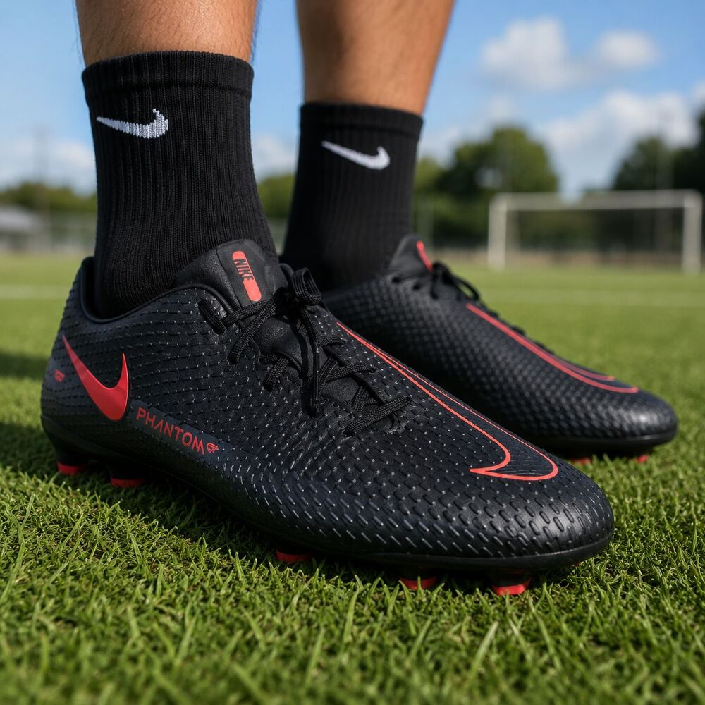 Nike Phantom GT Soccer Cleats Shoes Mens 11 Black Red FG Logo Performance